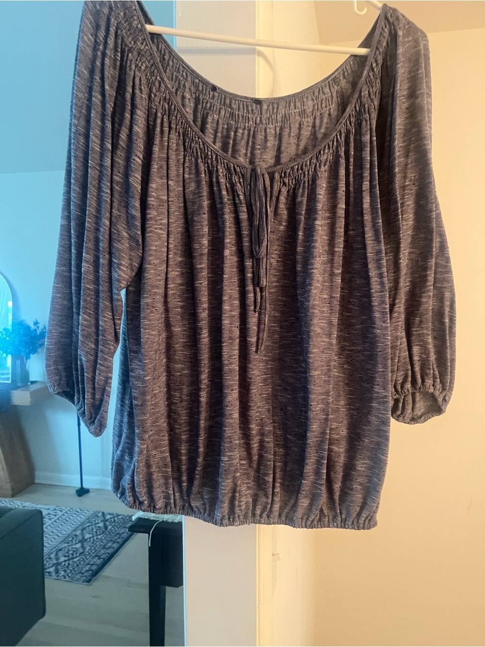 Women’s Blue Heather Peasant Top